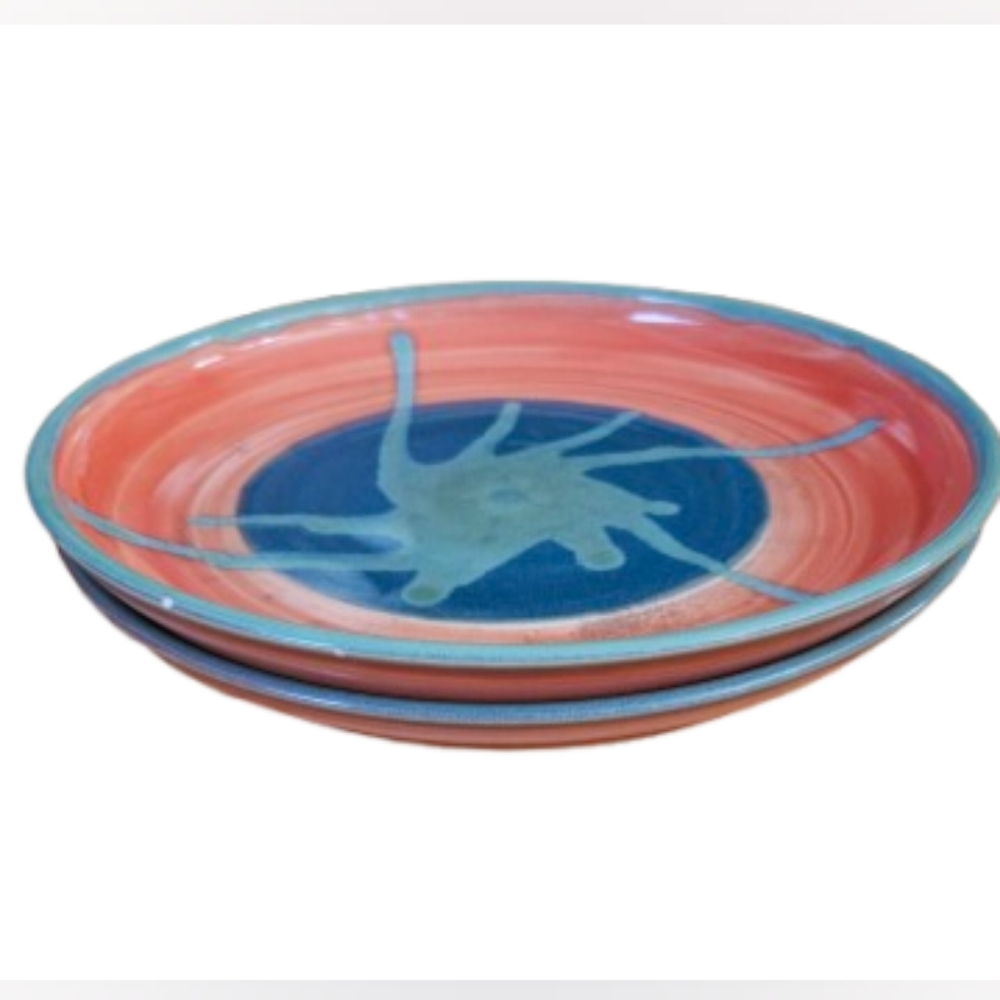 *Scott Carlson Set Of 2 Studio Pottery Art Plates